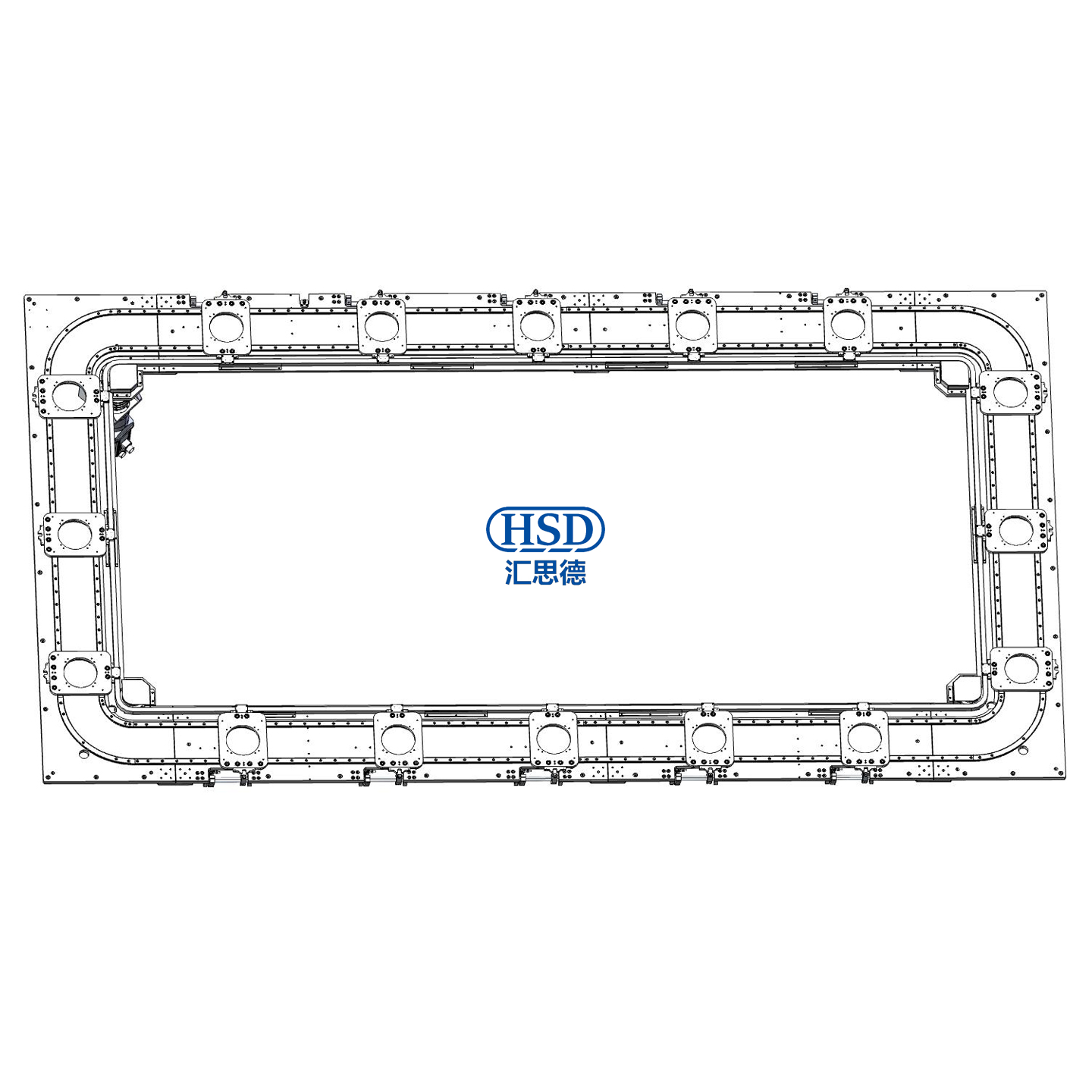 水平内外双轨16工位矩形环形导轨输送线模型